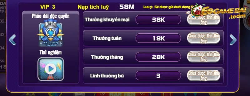 Chế độ Vip 68 game bài - Nhận hàng ngàn ưu đãi hấp dẫn 3 Cấp vàng được lĩnh thưởng siêu hời, giá trị cao