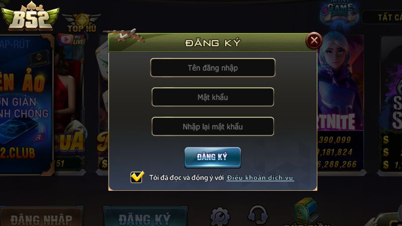B52CLUB cách đăng nhập và chơi game 4 Đăng ký đăng nhập B52CLUB