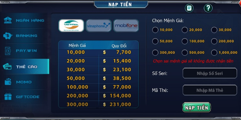 B52CLUB cách đăng nhập và chơi game 6 Nạp và rút tiền B52CLUB